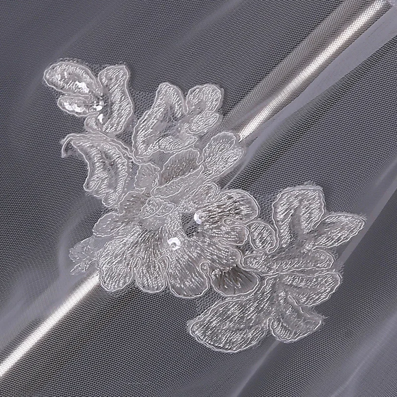 New Two Layer Short Bridal Veil Ivory Applique Finger Tip Wedding Veils with Comb Attached Handmade | Свадьбы и торжества