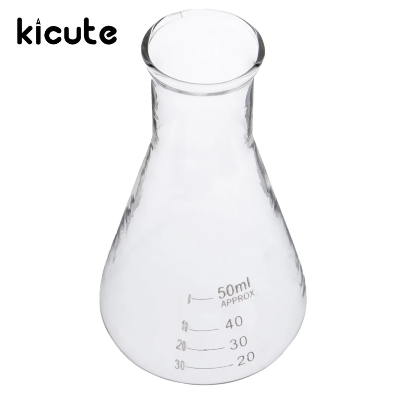 Новейшие прозрачные стеклянные лабораторные принадлежности Kicute 50 мл|Фляжка| |