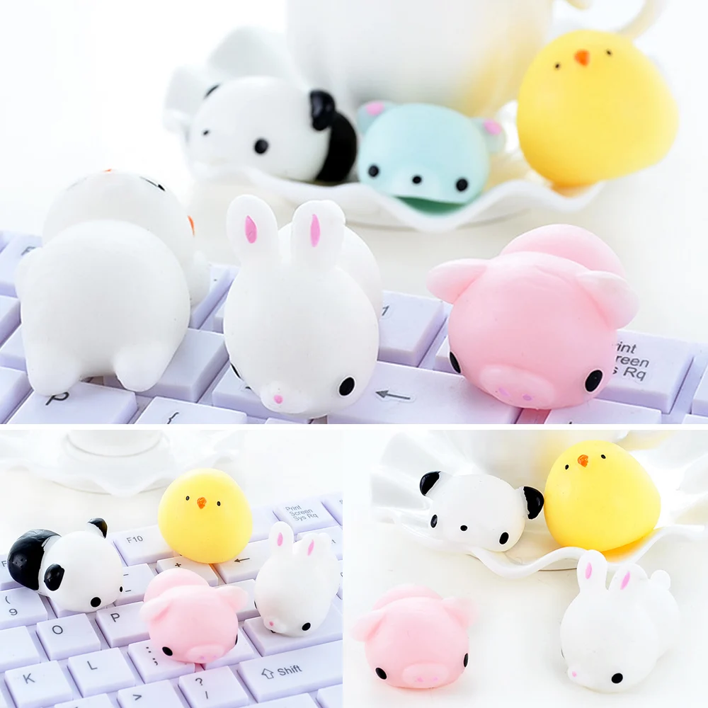 Besegad 6 шт. TPR Kawaii милая кошка панда кролик Цыпленок сжимается мультфильм животное