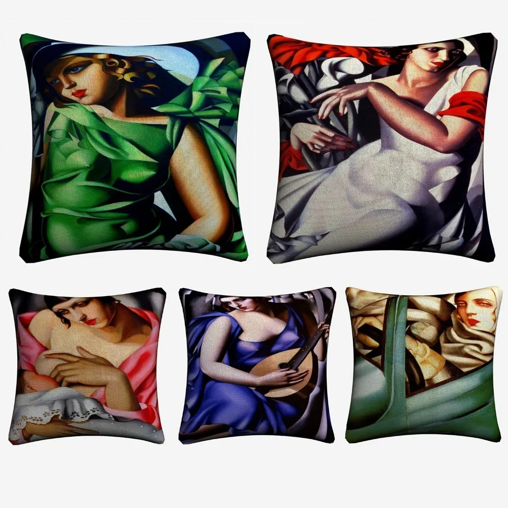 Tamara De Lempicka Abstract Women Decorative Cotton Linen Cushion Cover 45x45cm For Sofa Chair Pillowcase Home Decor Almofada | Дом и сад