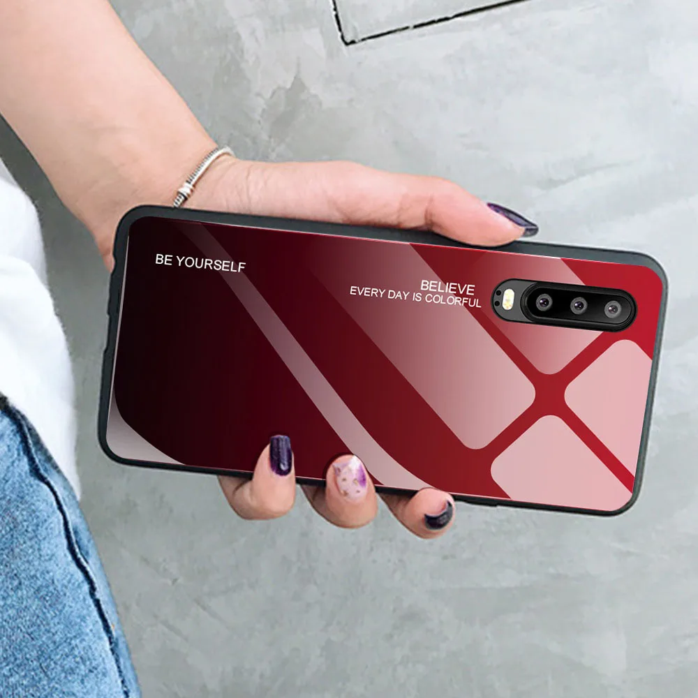 KISSCASE градиент закаленное Стекло чехол для телефона huawei Honor 8X Max 9 10 Lite Коврики 20 P20