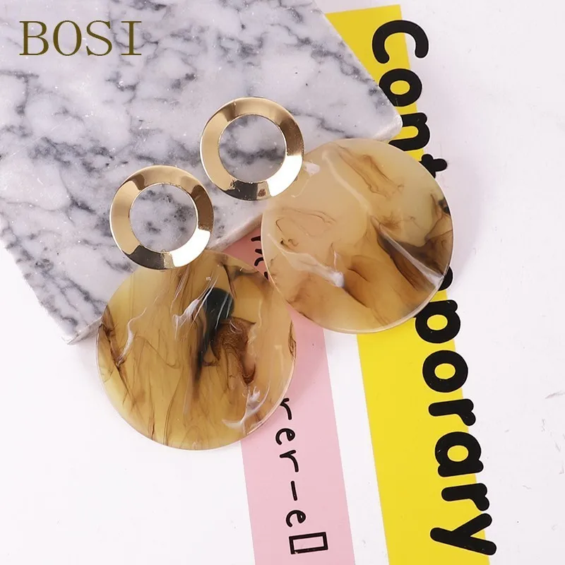 2019 Earrings Acrylic Fashion For Women Boho Acetate Round earrings metal Drop Earings Dangle Face Big Bohemian Jewellery cc | Украшения и