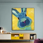AAVV картина маслом, домашний декор на холсте, большой рот, синий кролик, настенное художественное полотно, постеры и принты, холст для гостиной, без рамки