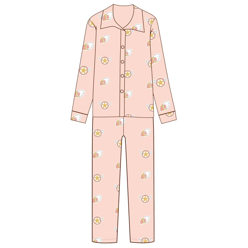 Milky Way Anime Card Captor Sakura Sleepwear Pajamas Girl Longsleeves Costume Adult