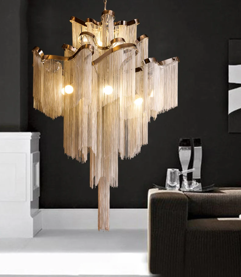 

Aluminum Tassel Circular Pendant light Living Room Dining Room Home Modern Luxury Simple European Style Led Bulb included