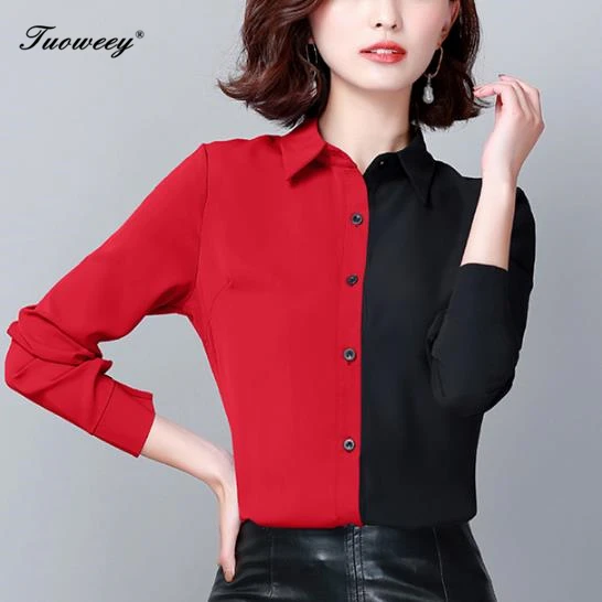 

plus size 4XL Chiffon patchwork Blouse Long Sleeve Sexy Leopard Print Blouse Lady Office Shirt Tunic Casual Loose Tops Blusas