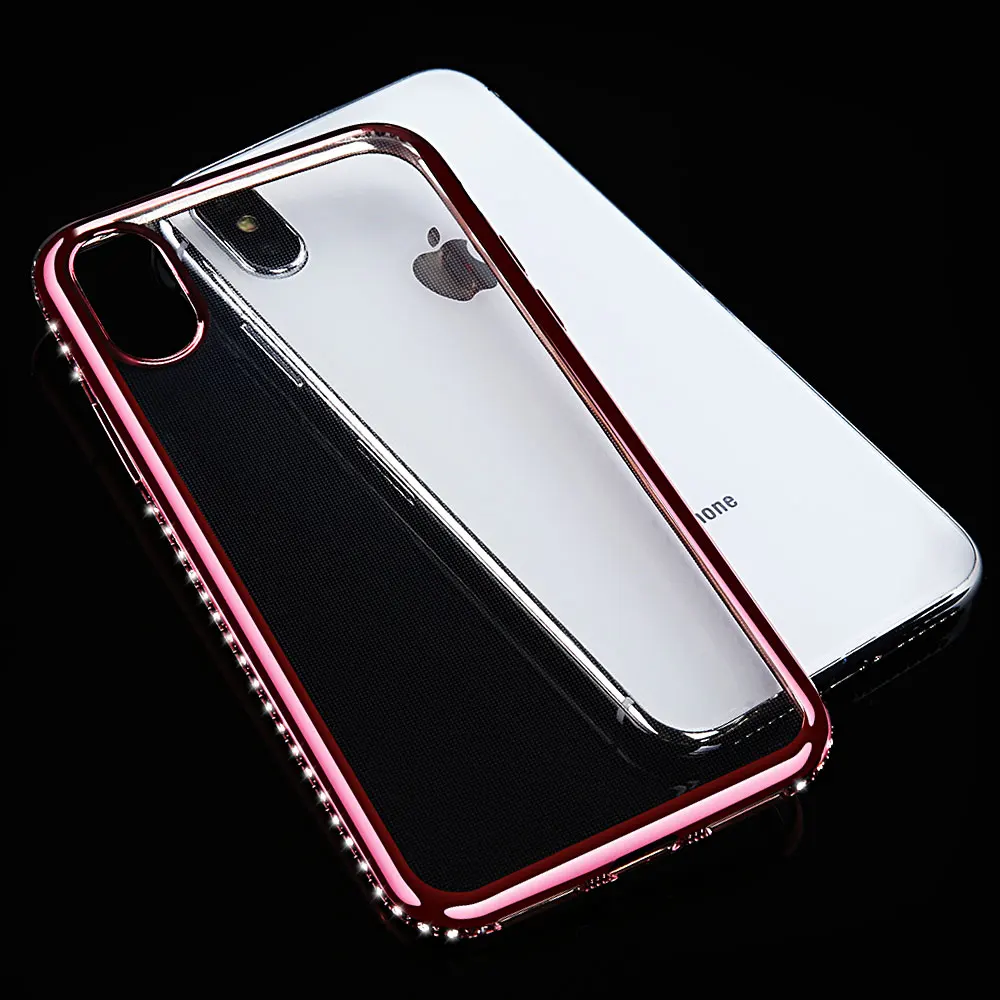 Чехол KISSCASE с бриллиантами для iPhone X 6 6S 7 8 5 Plus блестящий бампер из прозрачного ТПУ