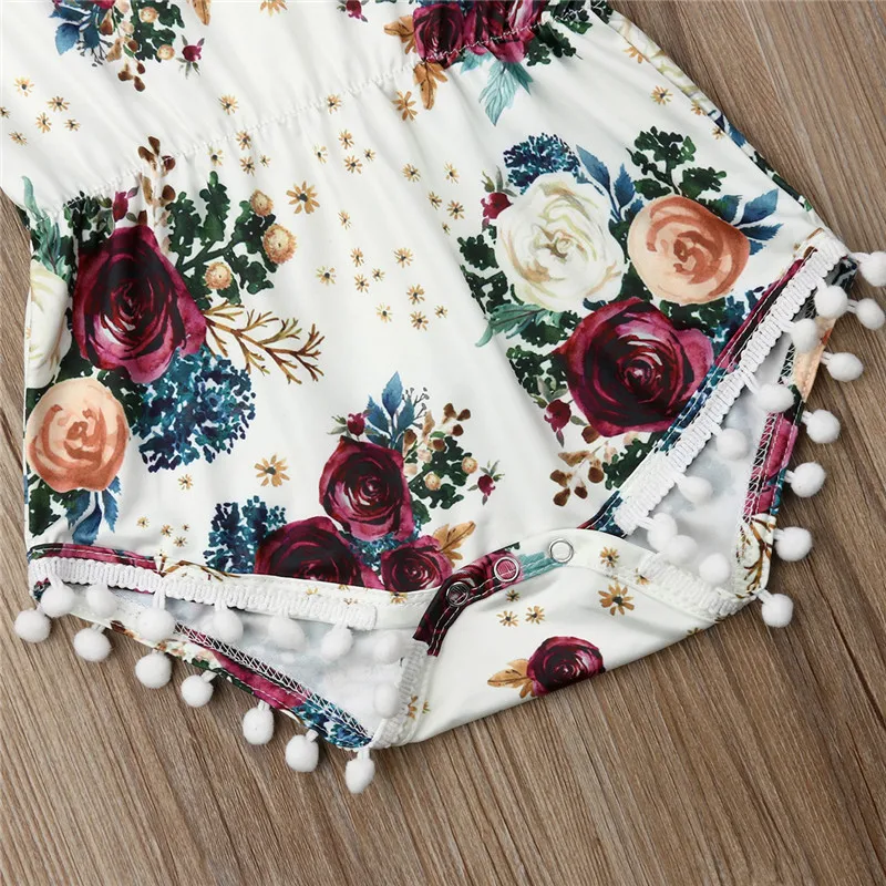 

2019 0-24M Newborn Baby Girl Rose Floral Romper Jumpsuit Outfit Headband Clothes Summer Sleeveless