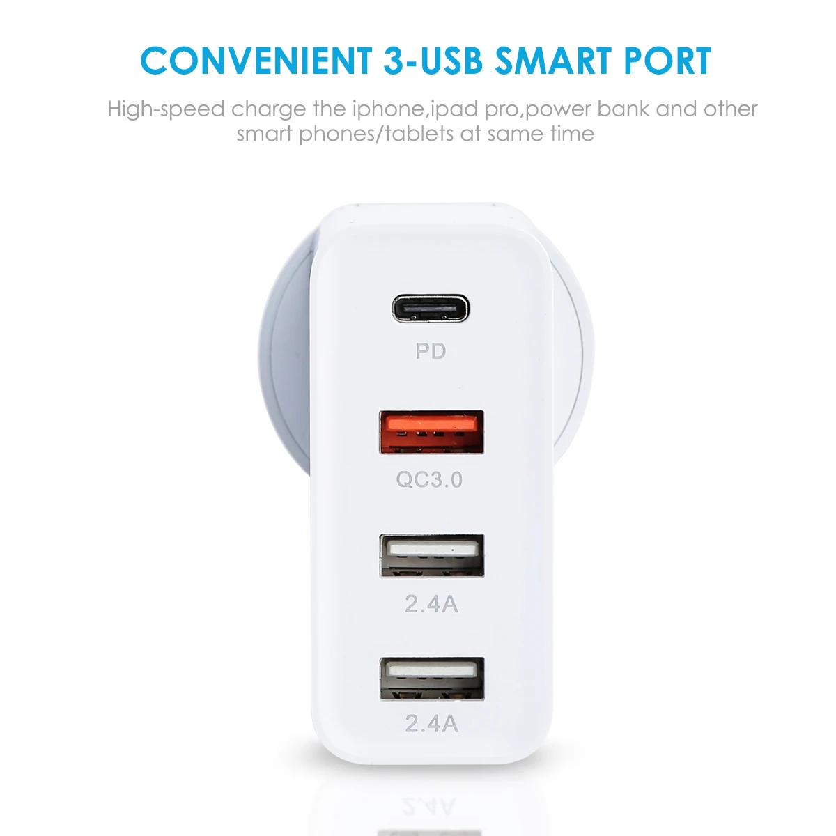 4 порта USB зарядное устройство Type C PD + QC 3 0 2.4A Быстрая зарядка настенное адаптер 48