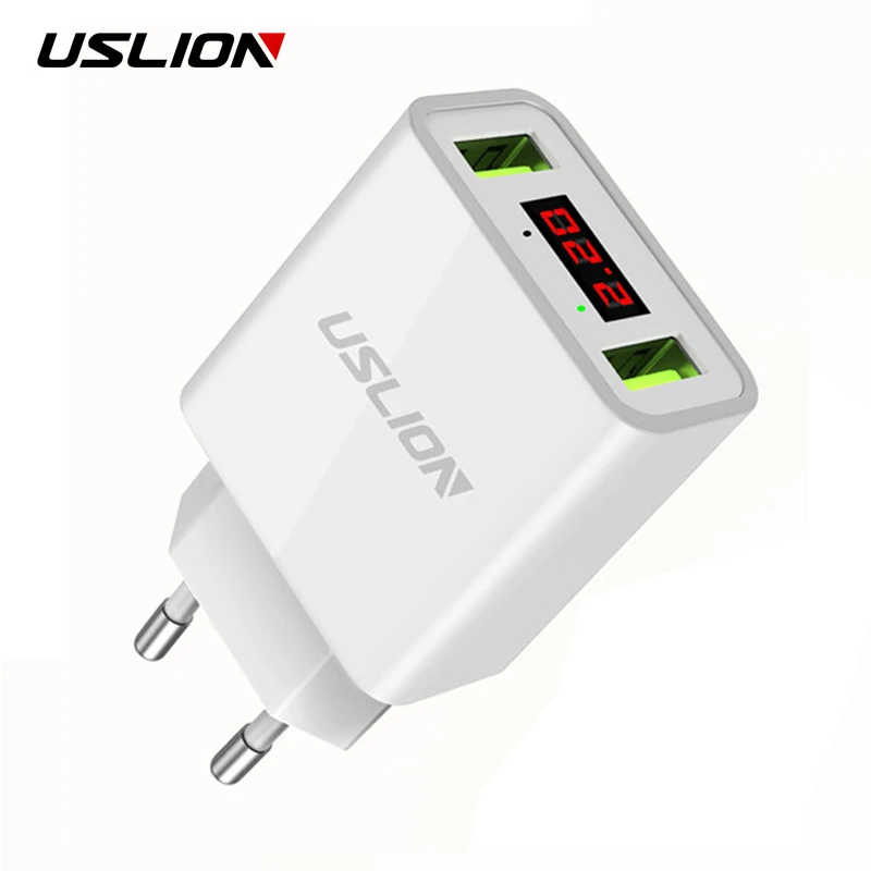 USLION 2 USB зарядное устройство светодиодный дисплей Быстрая зарядка настенное для