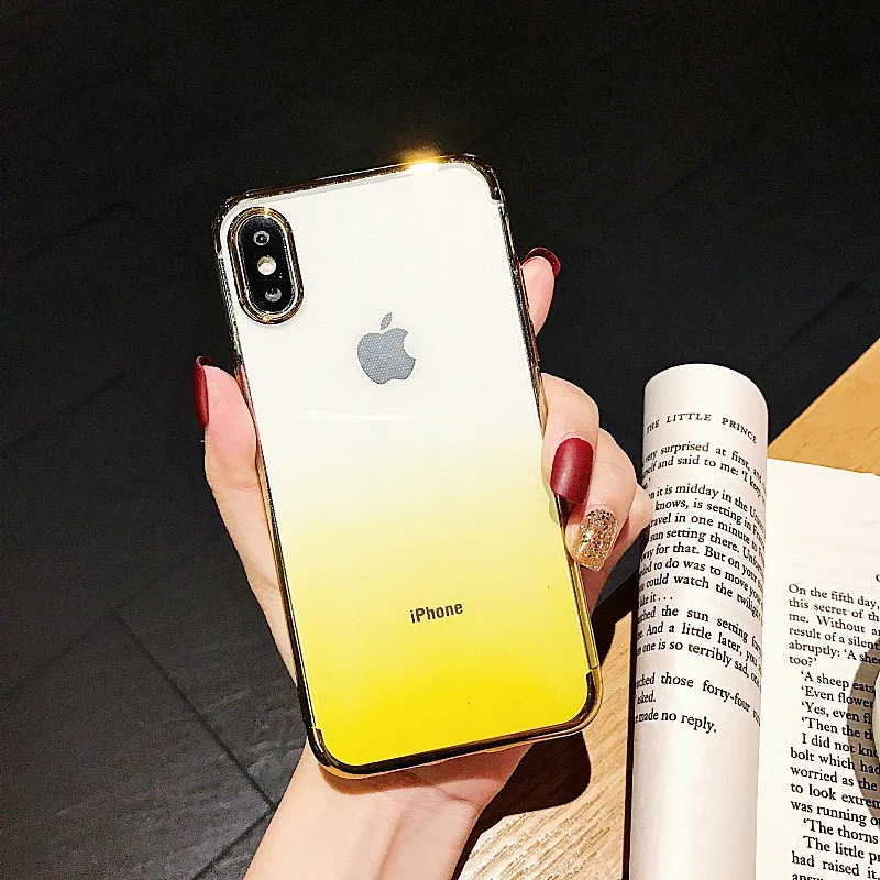 Прозрачный чехол градиентного цвета для iphone X XR XS Max 6 7 8 Plus прозрачный силиконовый