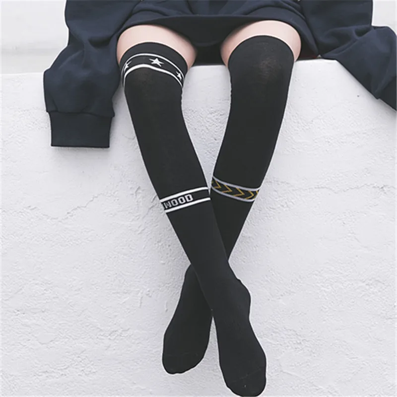New Pure Cotton Long Socks Fashion Stars Overknee Slim Thin. Leg School Wind Thigh Knee High Stockings Sexy | Женская одежда