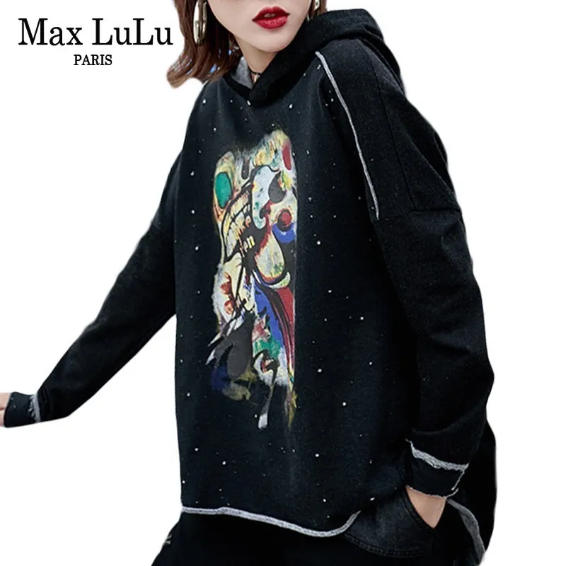 Max LuLu/Новинка 2019 роскошная Корейская одежда женские толстовки в стиле панк