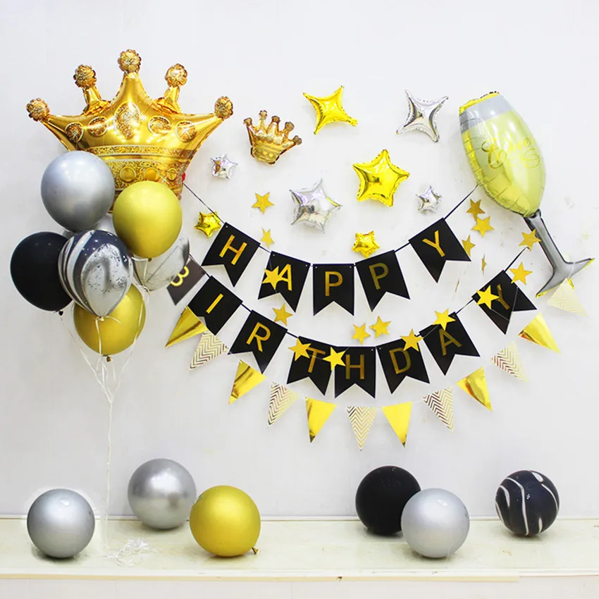 Воздушные шары ZLJQ из фольги с золотистой короной для дня рождения украшение