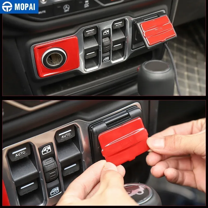MOPAI Автомобильная оконная Кнопка панель управления прикуриватель USB украшение для розетки наклейка для Jeep Wrangler JL+ автомобильные аксессуары