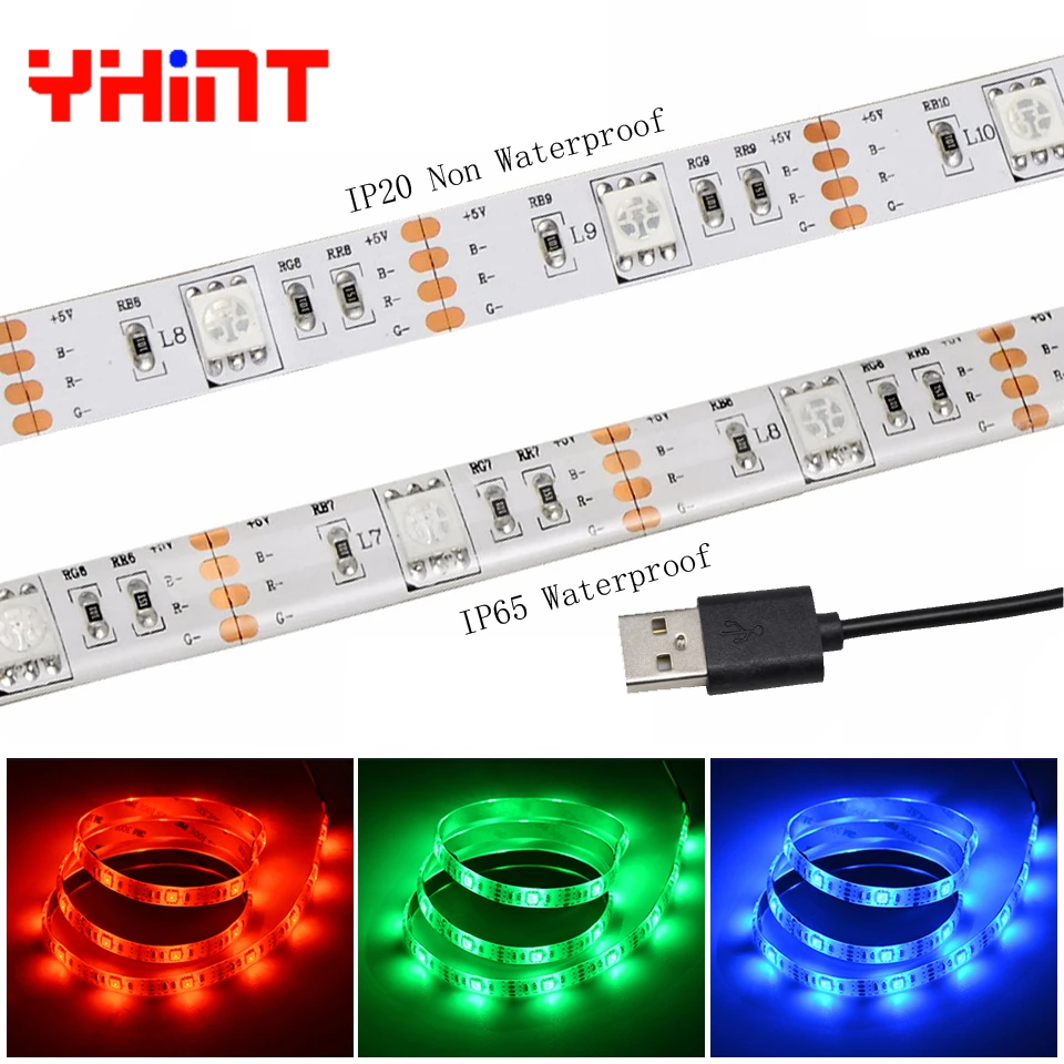 Светодиодная лента USB 5 в RGB 5050 30 светодиодов/м 0 м до настраиваемая IP65