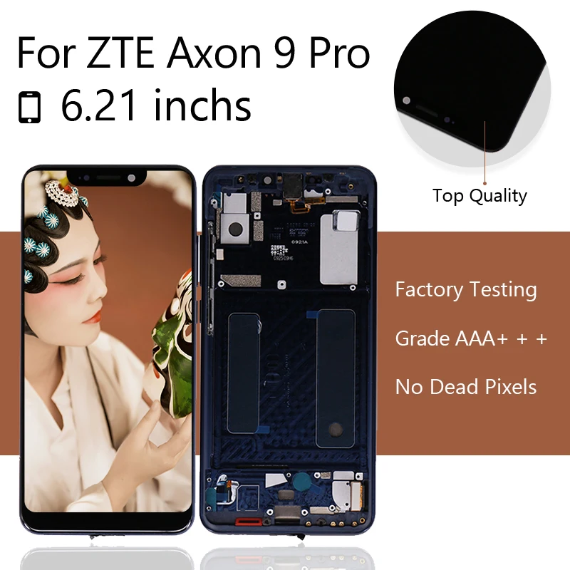 ЖК-дисплей для ZTE Axon 9 pro кодирующий преобразователь сенсорного экрана в сборе с