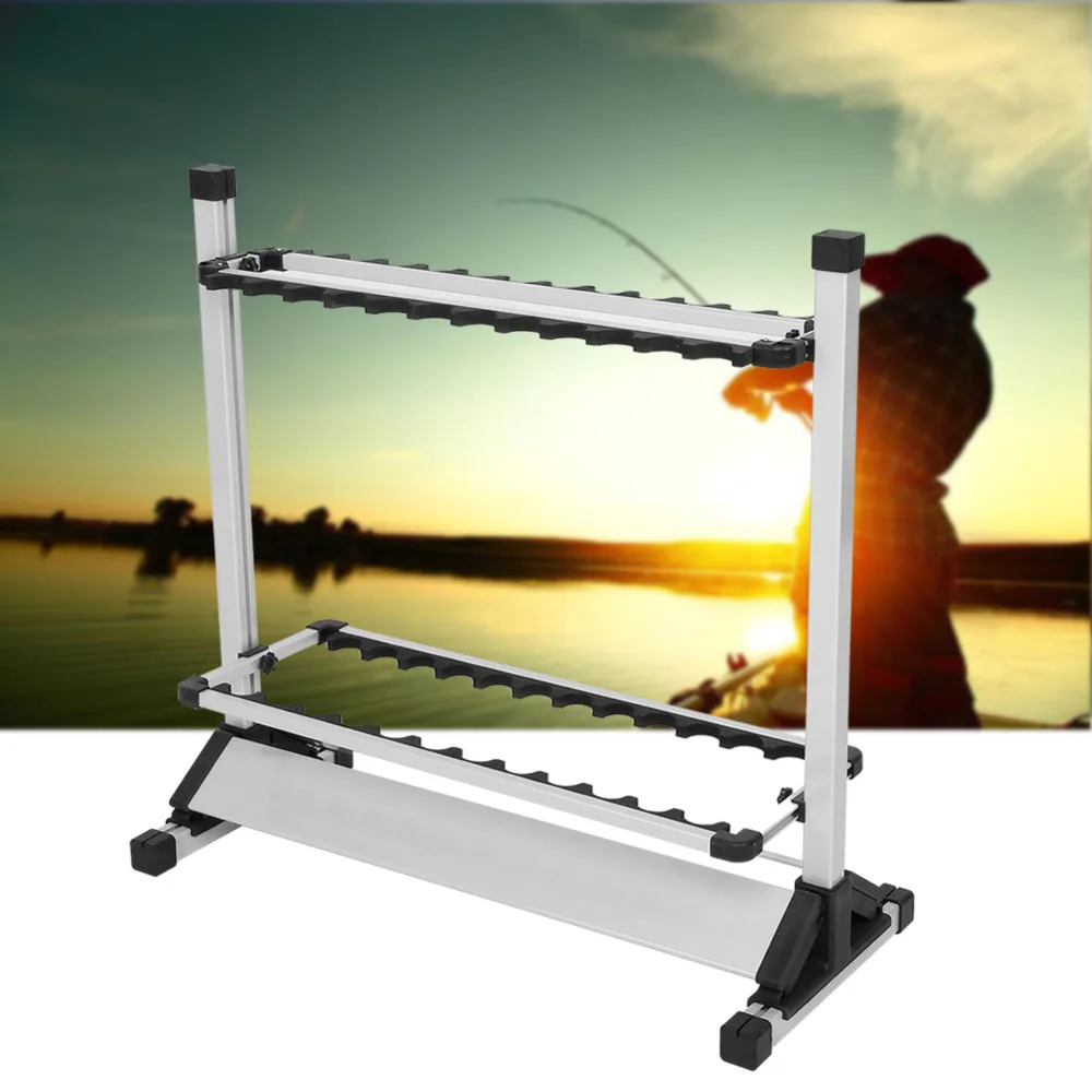 Сплав Подставка под удочку стенд 24 позиций сплав серебристый металлик с черным