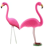 2pcs lifelike plastic ture to nature pink flamingo lawn figurine grassland ornament statues home garden supplies
