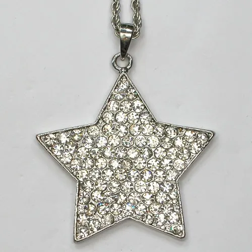 

Clear Rhinestone Star Fashion Pendant Necklaces Chain Jewelry F390 A