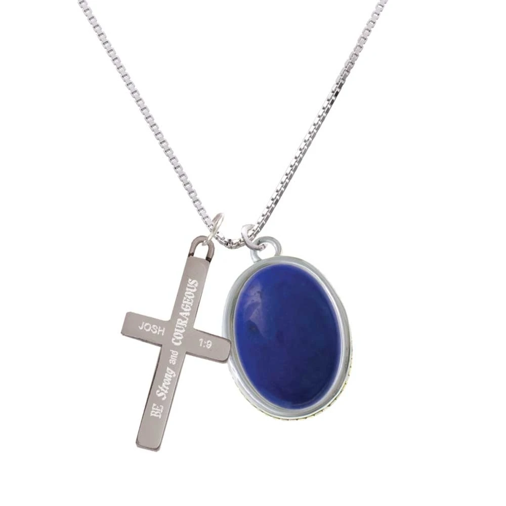 Овально доломит мрамор синий сильный и смелый крест ожерелье|Подвески| |