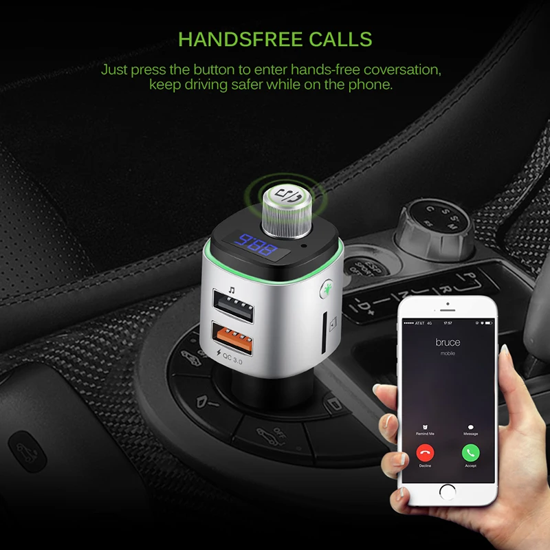 Onever FM передатчик QC3.0 быстрое зарядное устройство Беспроводной Bluetooth модулятор