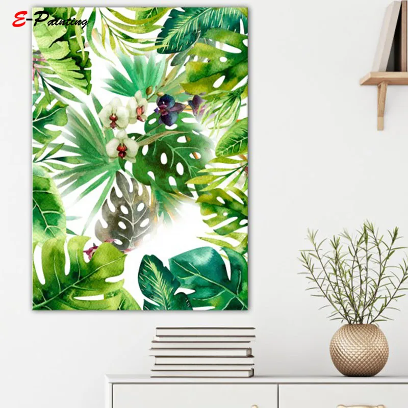 Modern Watercolor Wall Art Painting Jungle Green Leaf Tropical Trees Canvas Posters Living Room Decoration Picture Home Decor | Дом и сад