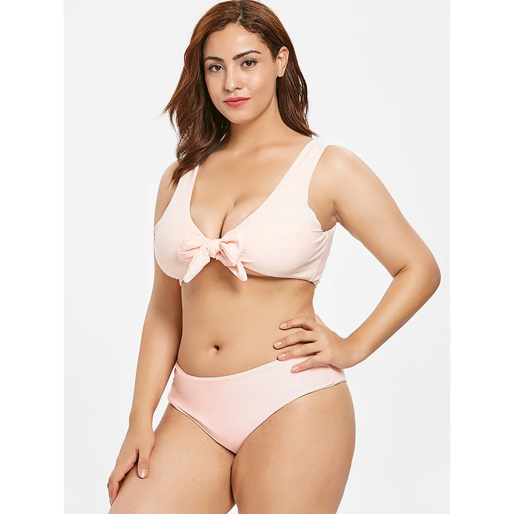 ZAFUL размера плюс с завязками спереди бикини набор стринги купальник со средней