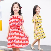 girls dress summer new style chiffon print sleeveless childrens clothing