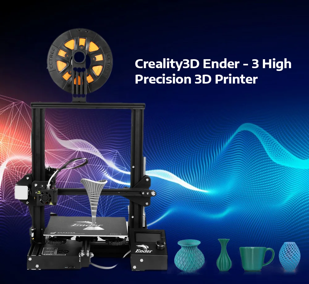 Creality3D Ender 3 Высокоточный 3d принтер DIY набор стальная рамка ЖК дисплей 180 мм/сек.