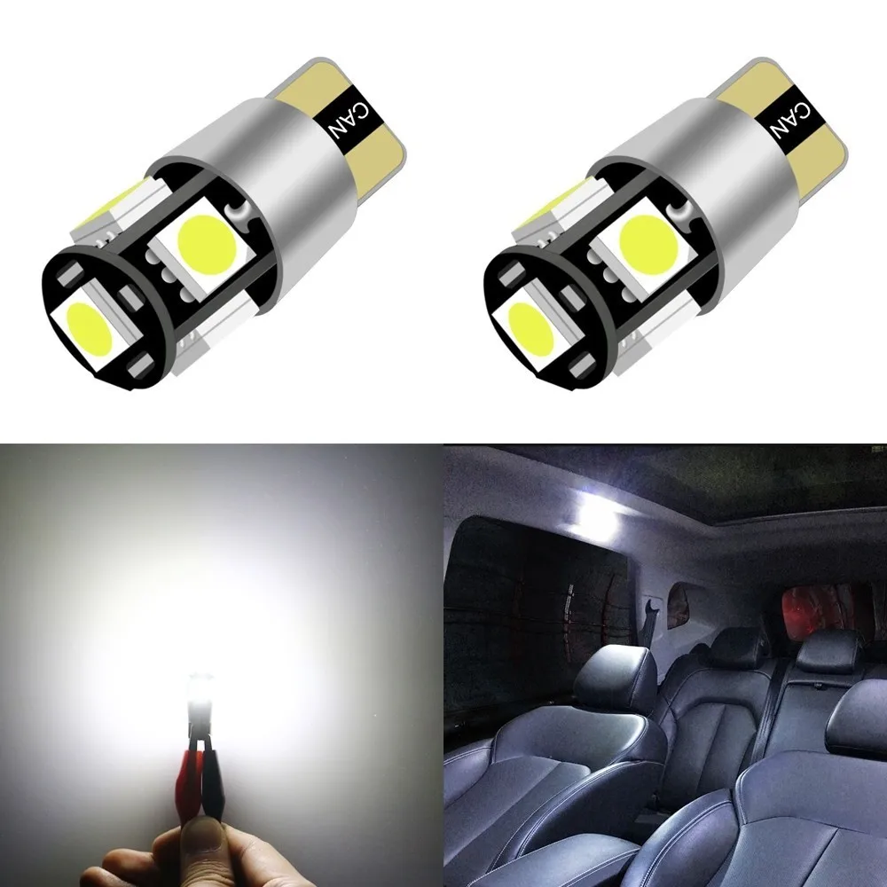 2pcsT10 Canbus 5smd автомобильный светильник W5w 194 168 лампочки ошибки DC 12V клиновидная