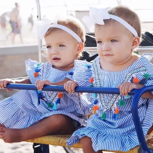 2019 Tassels Girls Dress Toddler Baby Kids Retro Ruffle Striped Summer Party Sundress Clothes | Детская одежда и обувь