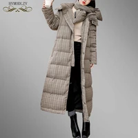 women winter parkas thicken hooded coat neckerchief plus size warm fashion long female cotton wadded jacket mujer invierno wyf09