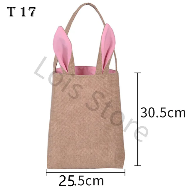 1pcs New Cute Bunny Ears Design Easter Bag Cloth Tote Handbag Basket for Eggs Candy Gifts Hunting at Easter Party Festival Bags 2