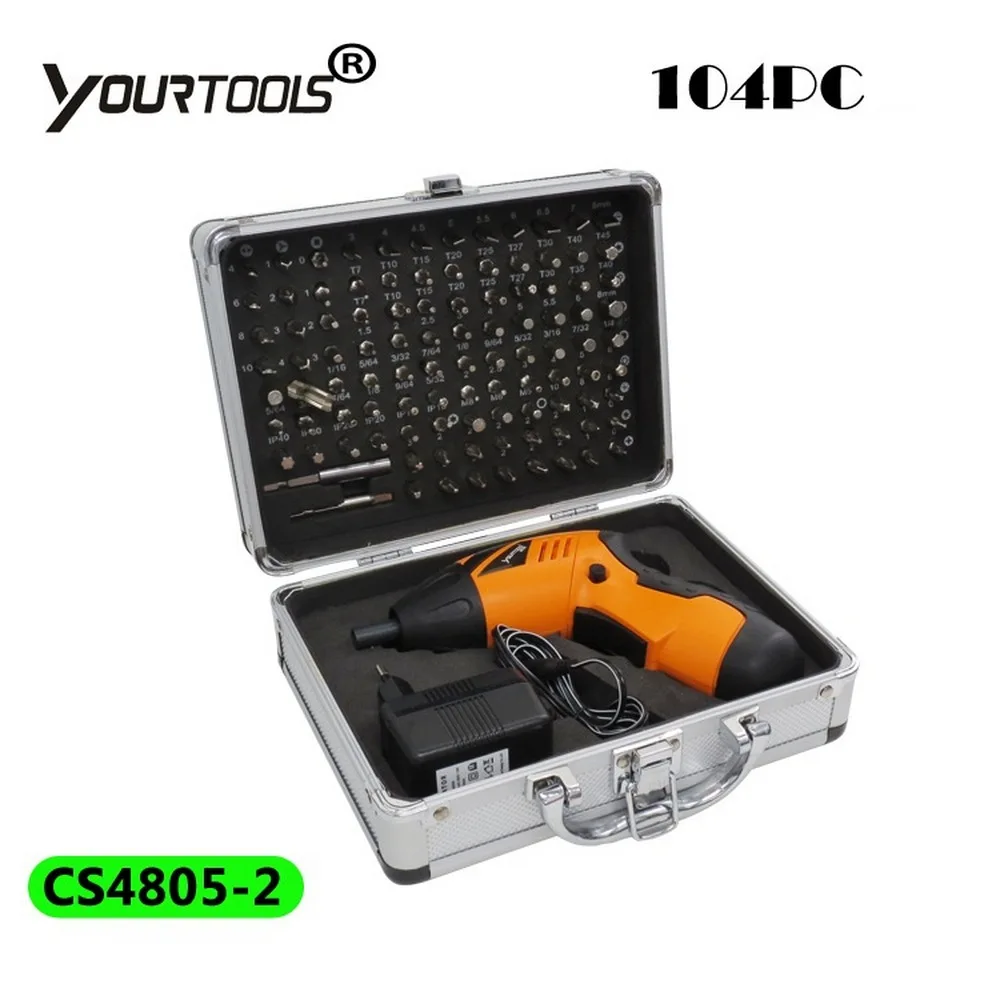 4.8V Electric Screwdriver Cordless Li-ion Drill Multi-function DIY Power Tools With 104 Bits Mini Wireless LED Light | Инструменты