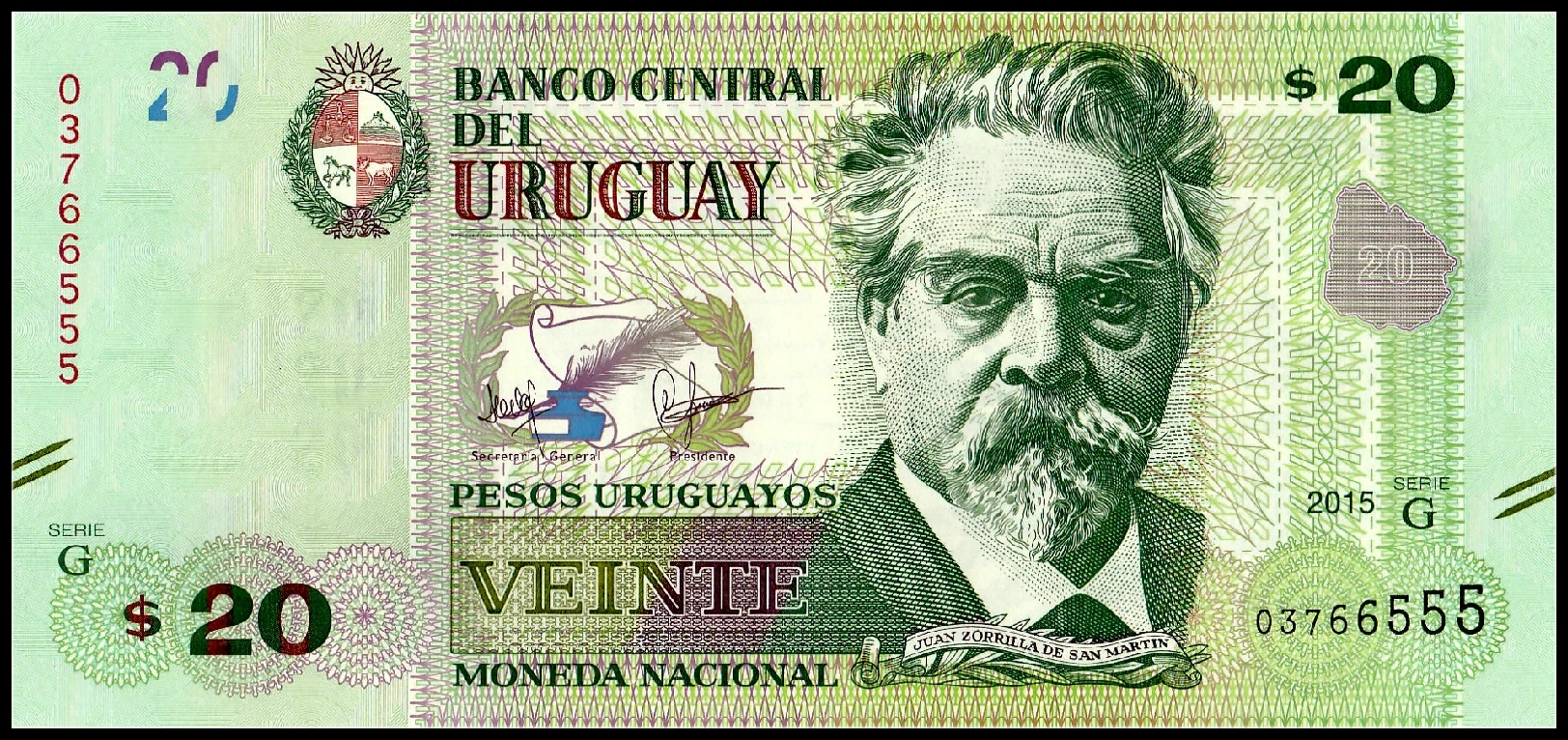 Uruguay 20 Pesos uruguayoos 2015 (2017) P Новые UNC банкноты нераспространенные коллекция подарок