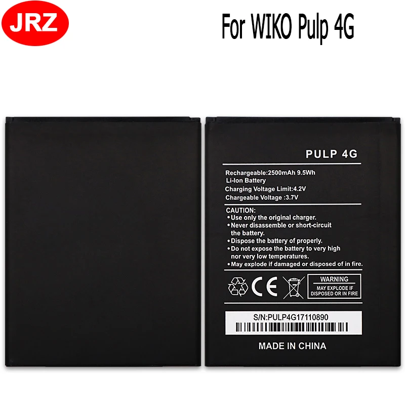 JRZ для WIKO Pulp 4G Аккумулятор телефона 2500mAh 3 7 V высококачественные сменные батареи |
