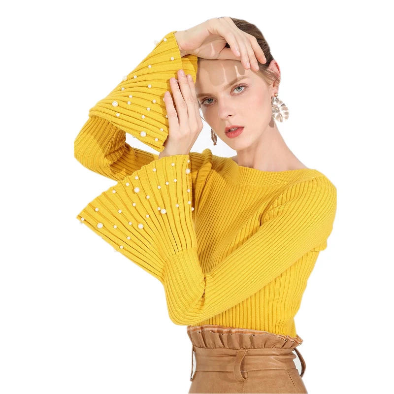 Deat 2019 Autumn Winter New Arrivals Sexy Best Pullover Long pagoda Sleeve Rayon For Women Knitted Sweaters Corean Style MC019 | Женская