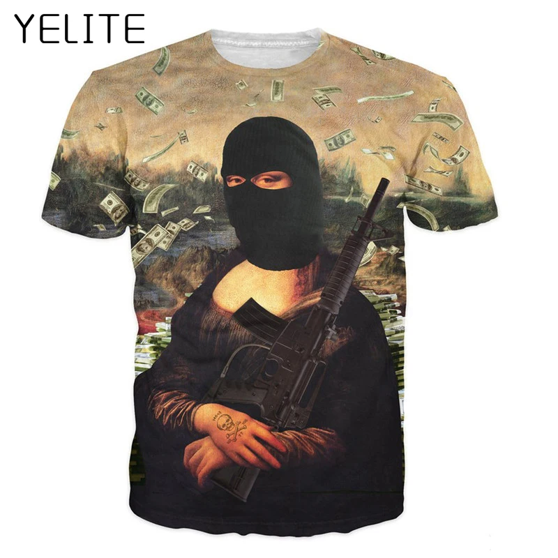 YELITE 2019 комиксы интересные Юмористические летние мужские футболки с 3d принтом