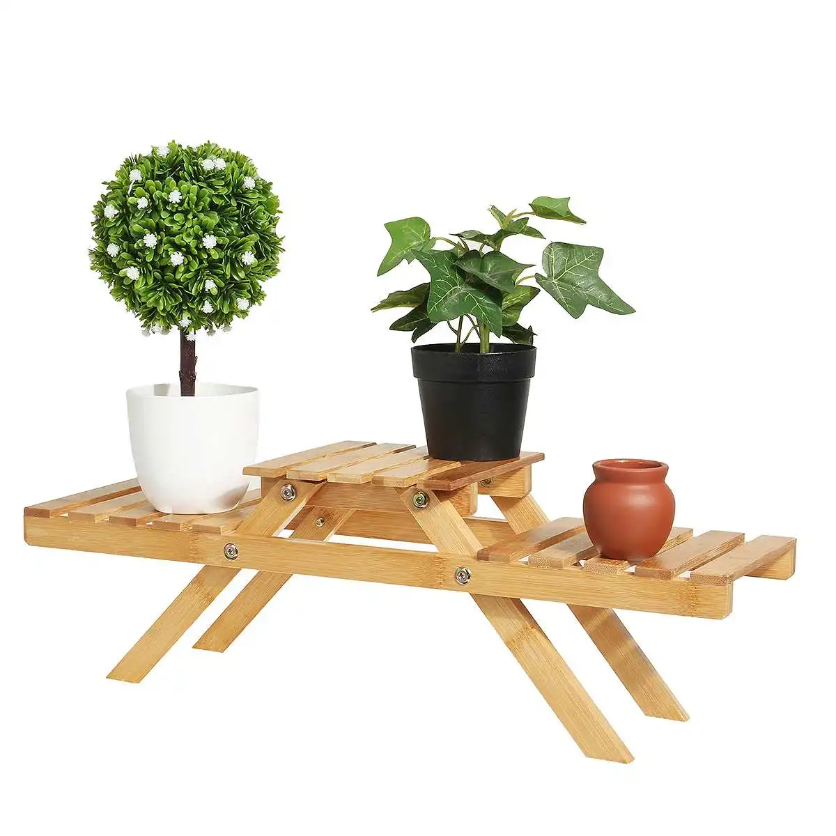

Bamboo Plant Flower Shelf Stand Flower Pot Rack Holder Living Room Table Garden Indoor Outdoor Planter Display Stand Home Decor