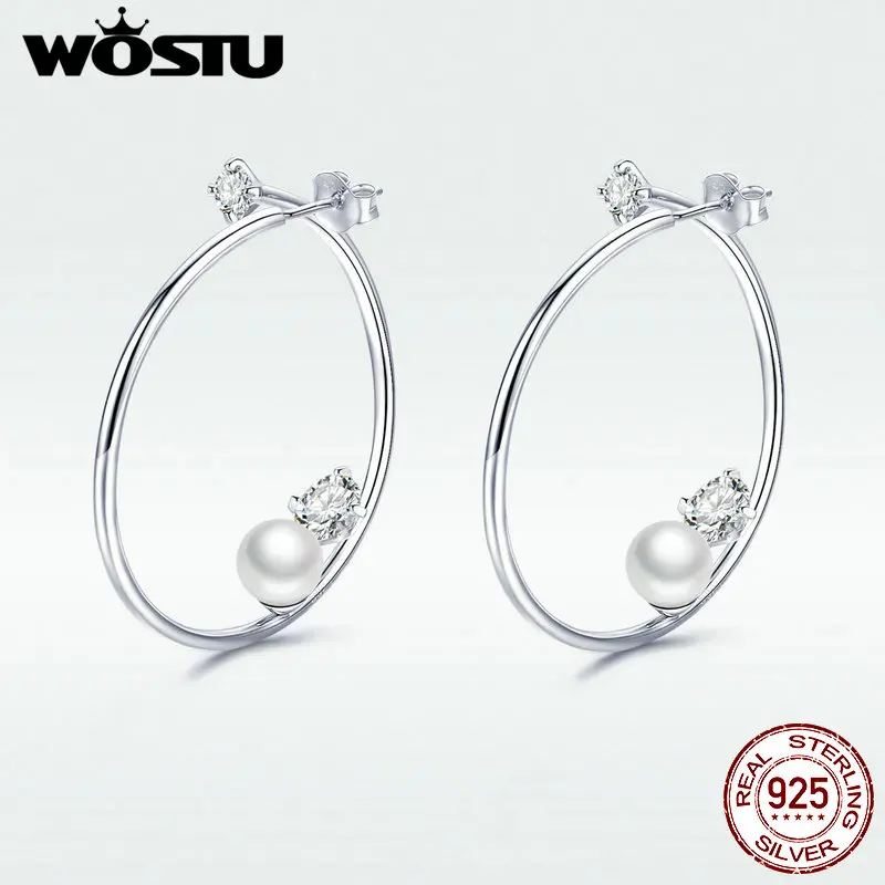 Женские серьги кольца WOSTU из серебра 925 пробы с нимбом|Серьги| |