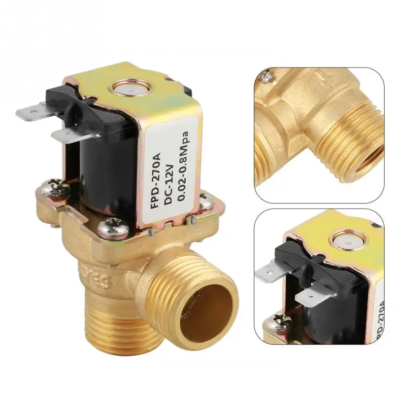 Горячая DC 12V DN15 G1/2 Латунь Электромагнитный клапан нормально закрытый воды