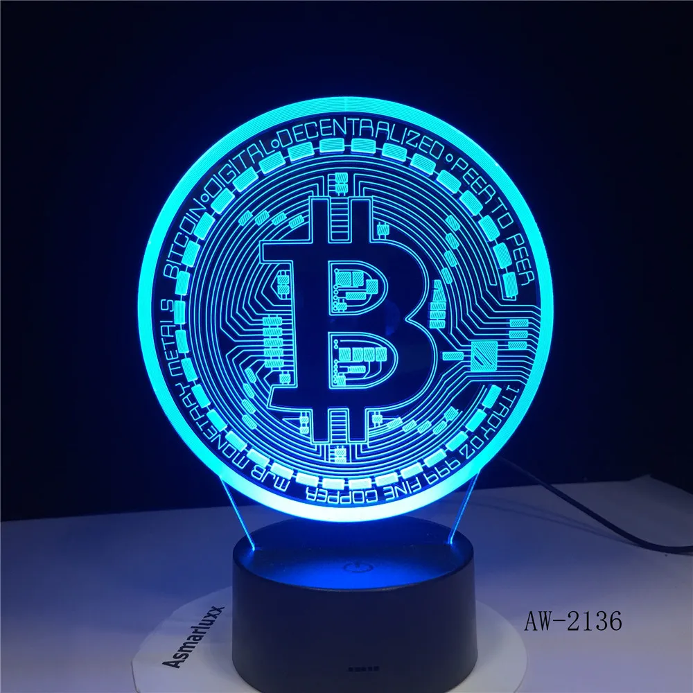 Новый Биткоин 3d лампа семь цветов сенсорный светодиодный визуальный подарок
