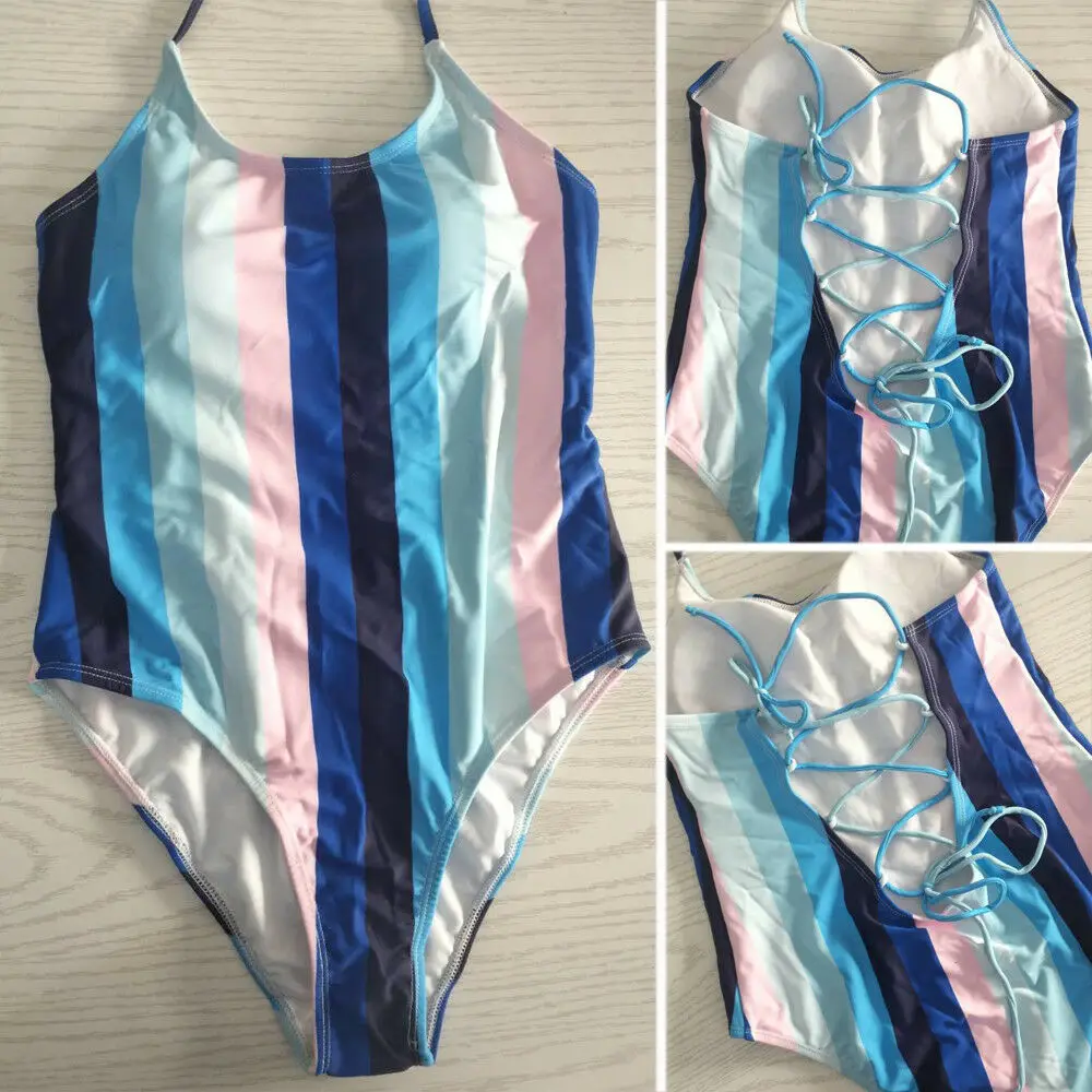 Новое поступление 2019 Женский бандажный Монокини в радужную полоску с