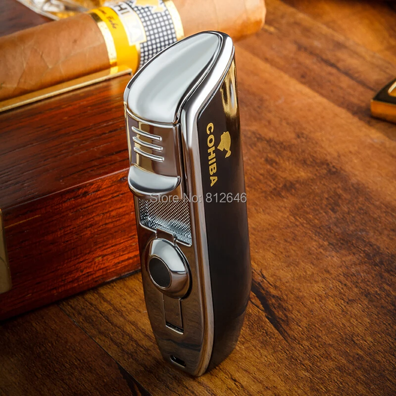 COHIBA зажигалка портативный 3 пламя Jet факел зажигалки ветрозащитный газовые с