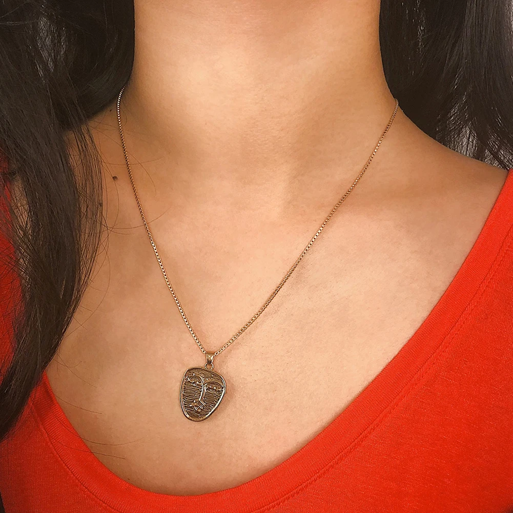 Hot Fashion Women Simple Embossed Portrait Pendant Sliver Gold Long Chain Women's Necklace Jewelry For Female Girls |