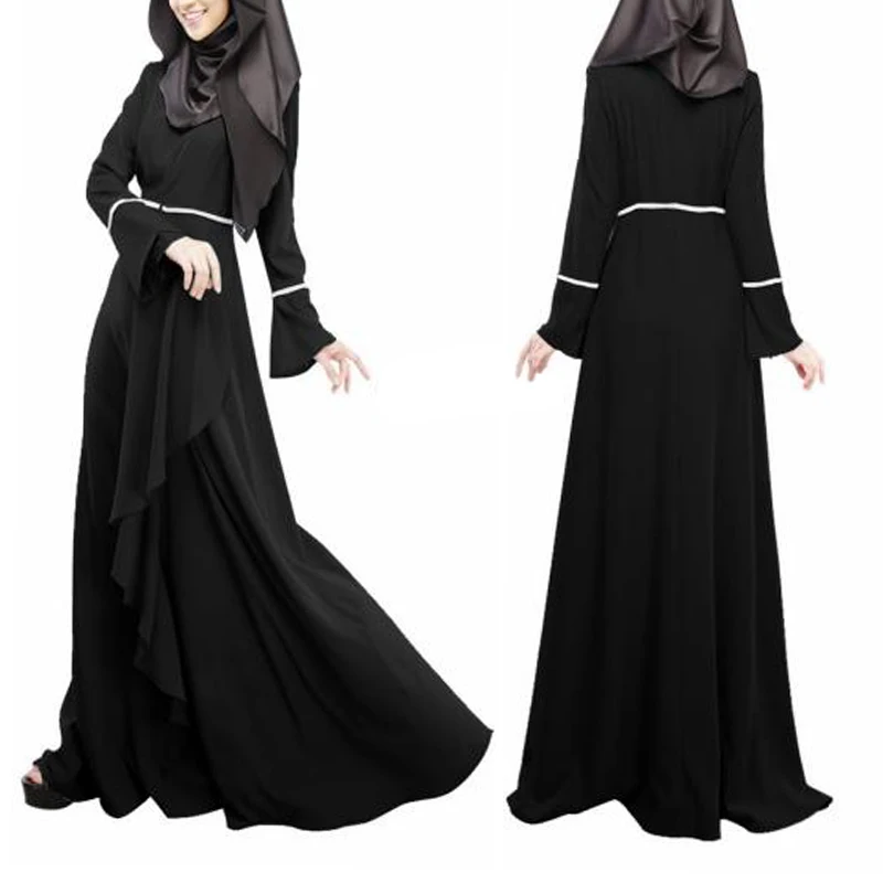 Мусульманское женское платье длинное Турецкий хиджаб с длинными рукавами