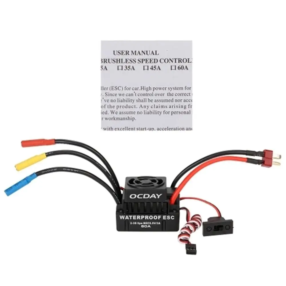 OCDAY 60A 2-3S бесщеточный ESC электрический регулятор скорости с 5 8 V/3A BEC для 1/10 RC