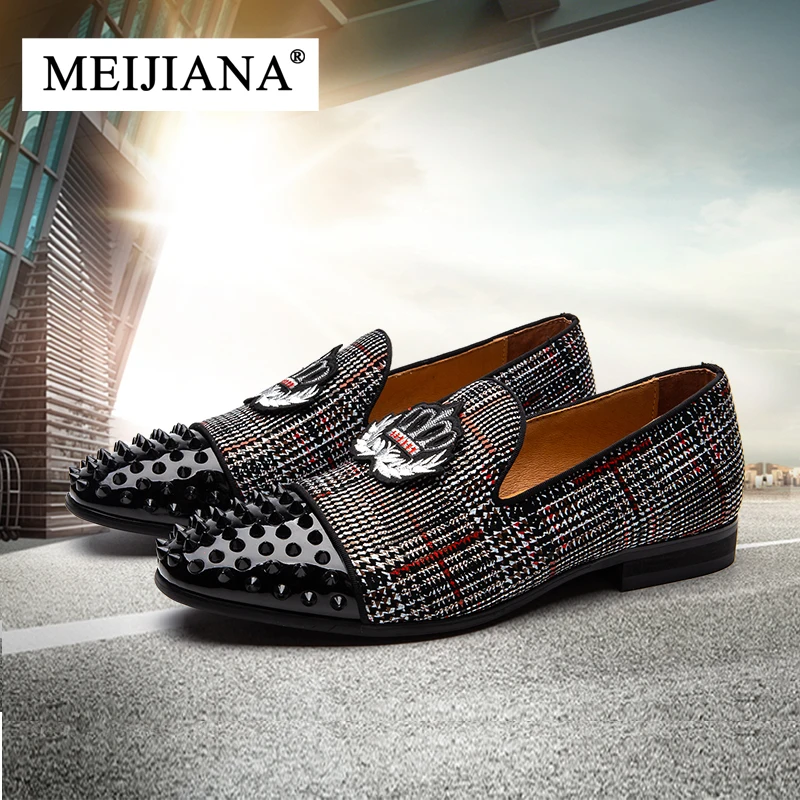 MEIJIANA New 2019 Men's Loafers Crown Party and Wedding Shoes Fashion Casual Luxury Brand | Обувь