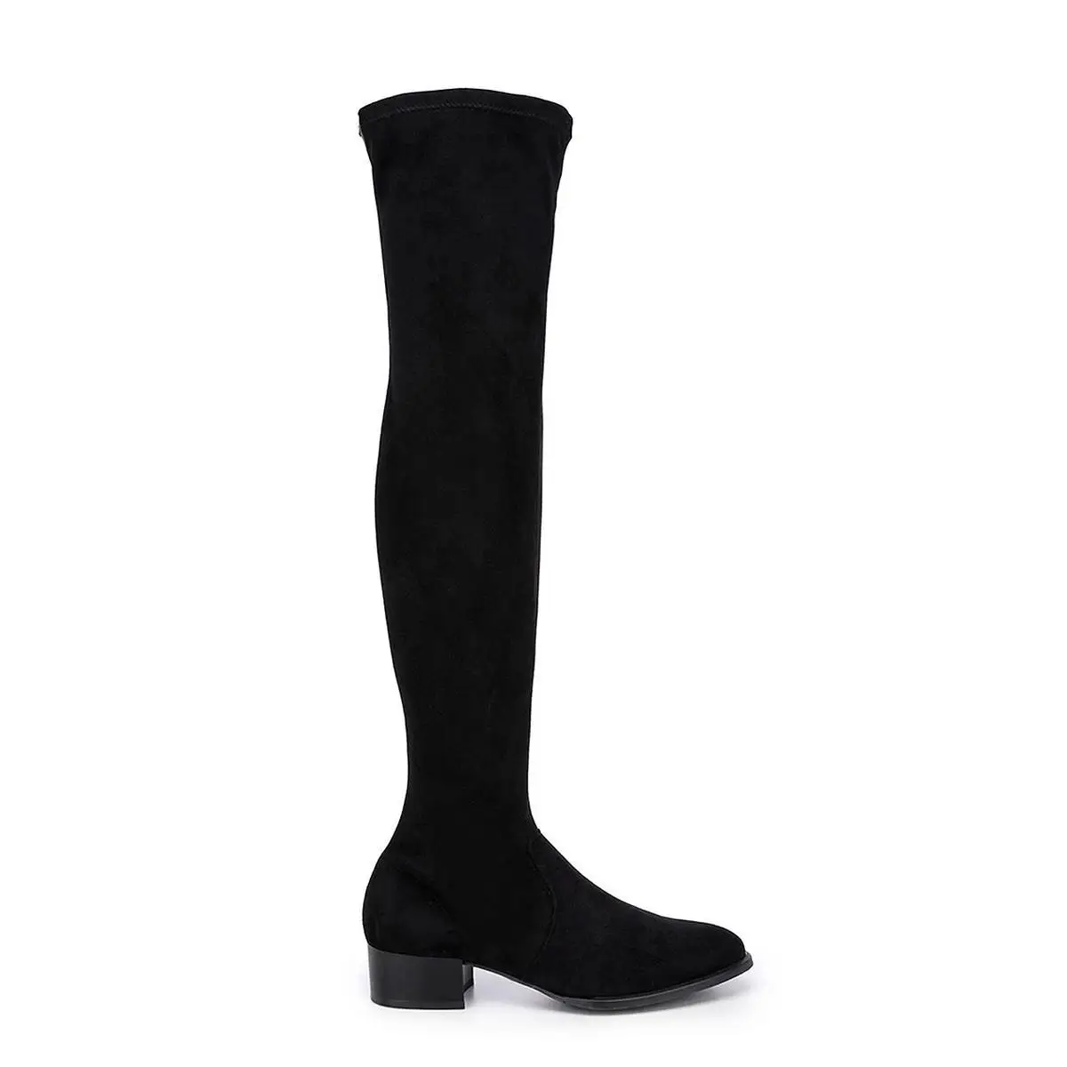 CUPLE WOMAN SUEDE HEEL сапоги высокие T.B замша стрейч лайкра черный |